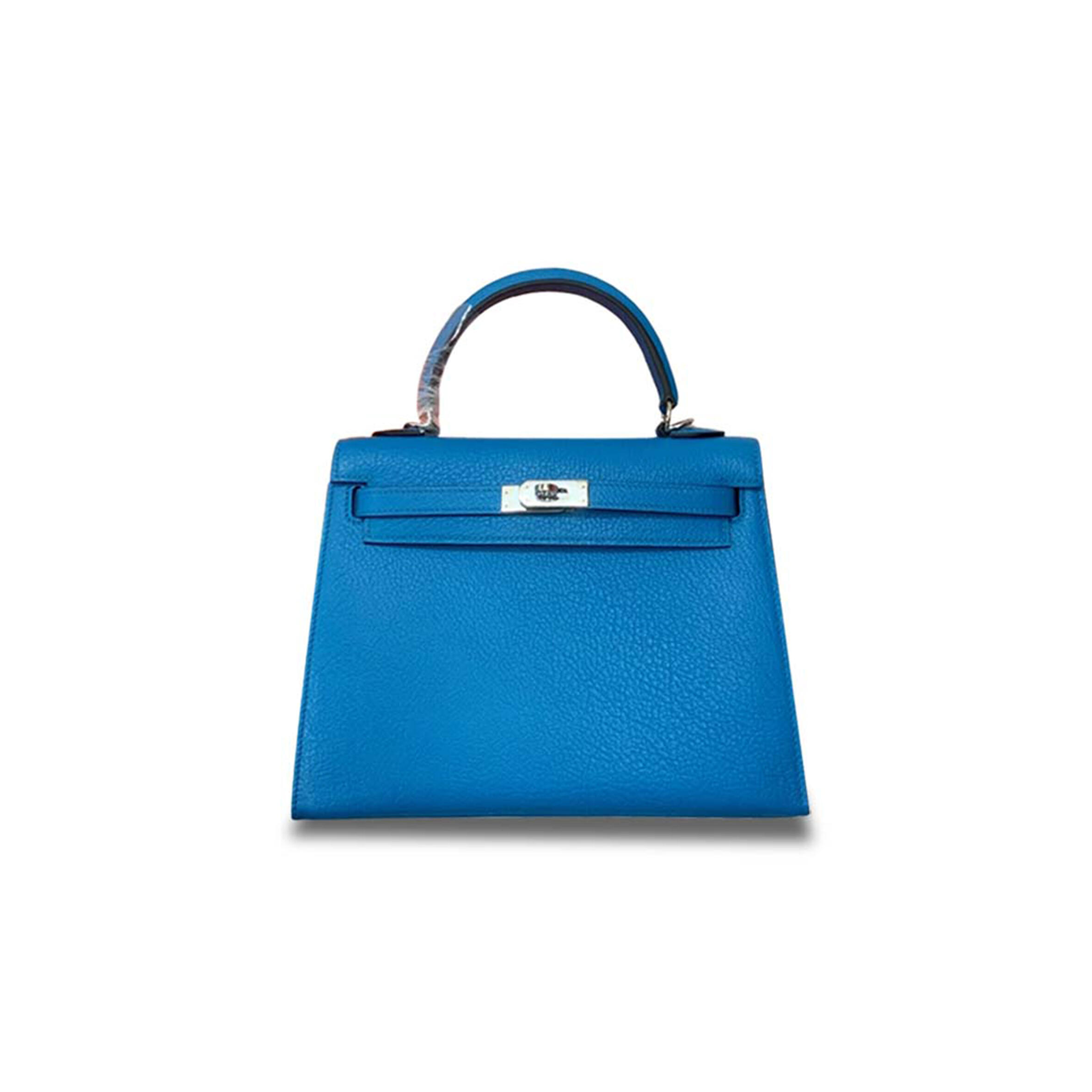 H**me5 KELLY 25 GOAT LEATHER FLORIDA BLUE SILVER BUCKLE (25*17*7cm) Master Quality